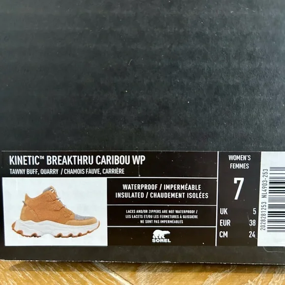 SOREL Women’s Kinetic Breakthru Caribou Waterproof Sneaker Boots, Sz 7 *NEW* - Picture 7 of 9